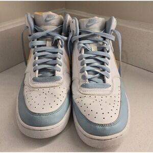 Nike Court Vision High Top Sneakers White Yellow Blue Size 10 Mens Shoes